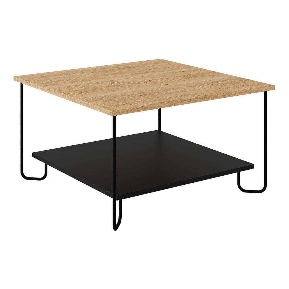 Konferenční stolek s deskou v dubovém dekoru v černo-přírodní barvě 80x80 cm Tonka – Marckeric - Bonami.cz