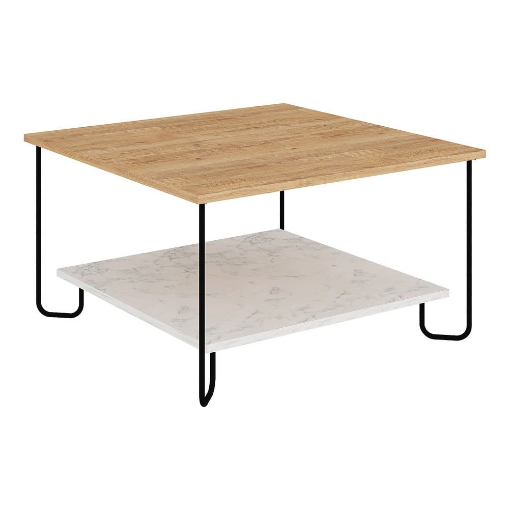 Konferenční stolek s deskou v dubovém dekoru v bílo-přírodní barvě 80x80 cm Tonka – Marckeric - Bonami.cz