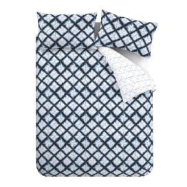 Modro-bílé povlečení na dvoulůžko 200x200 cm Shibori Tie Dye – Catherine Lansfield