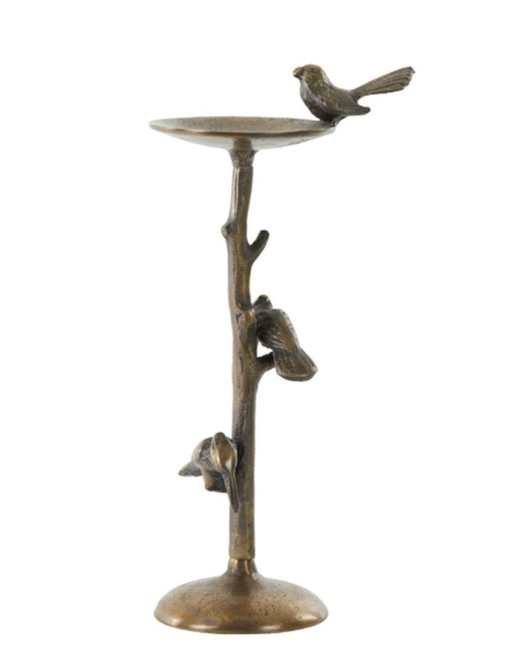 Bronzový antik kovový svícen s ptáčky Bird antique - 17*11*34 cm Light & Living - LaHome - vintage dekorace