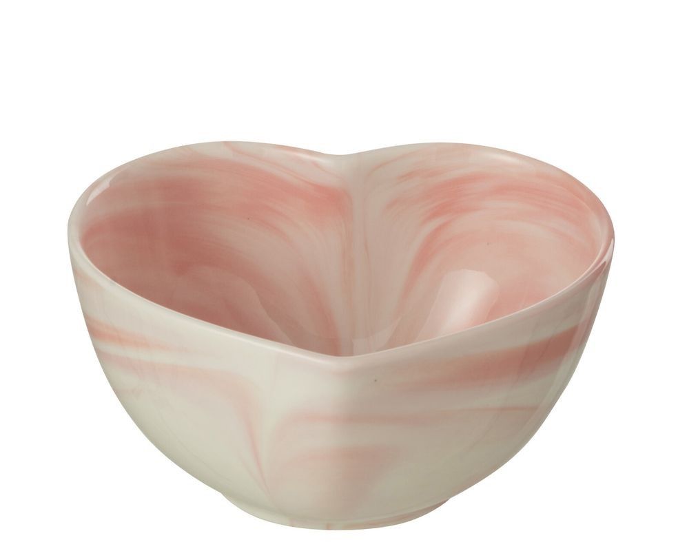 Krémovo-růžová porcelánová miska ve tvaru srdce Heart -  15*13*7 cm J-Line by Jolipa - LaHome - vintage dekorace