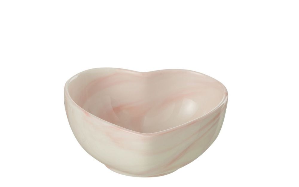 Krémovo-růžová porcelánová miska ve tvaru srdce Heart -  9*8*4 cm J-Line by Jolipa - LaHome - vintage dekorace