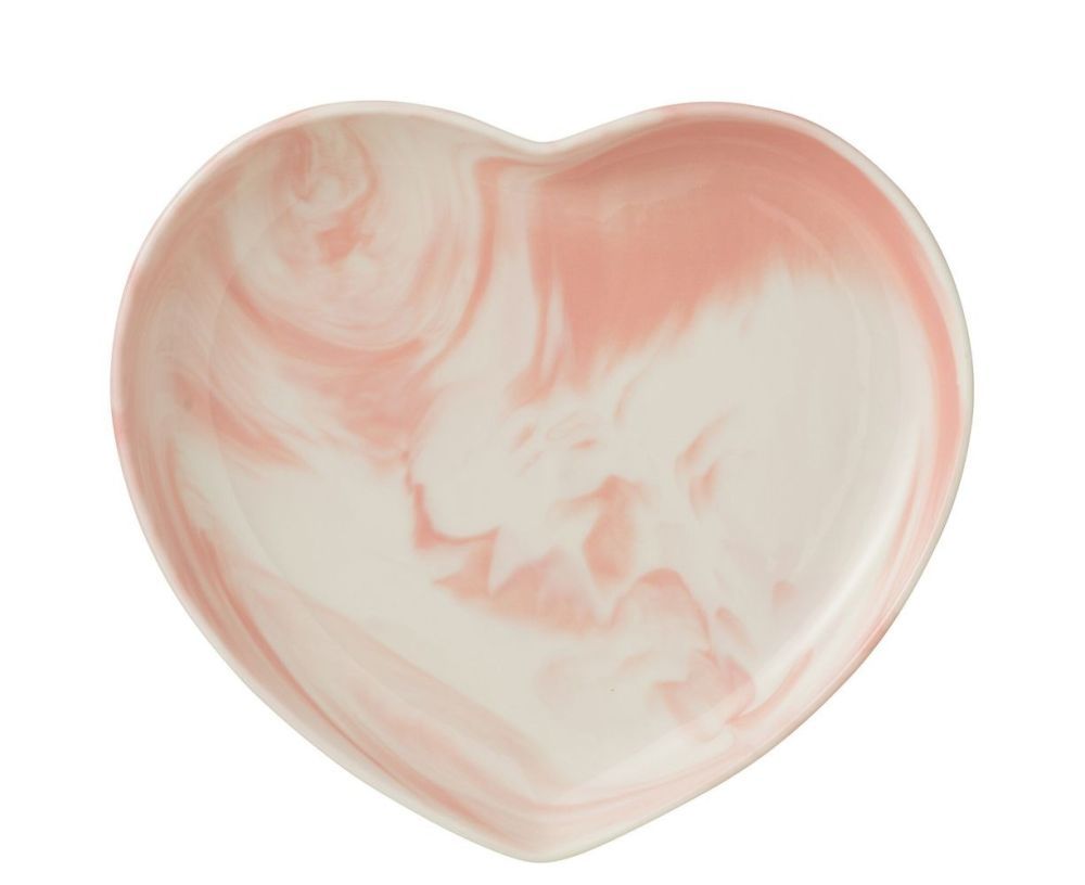 Krémovo-růžový porcelánový talíř ve tvaru srdce Heart -  23*21*3 cm J-Line by Jolipa - LaHome - vintage dekorace