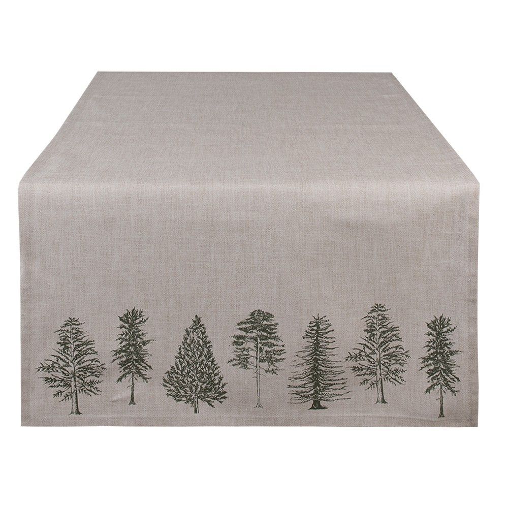 Béžový bavlněný běhoun se stromky Natural Pine Trees - 50*140 cm Clayre & Eef - LaHome - vintage dekorace