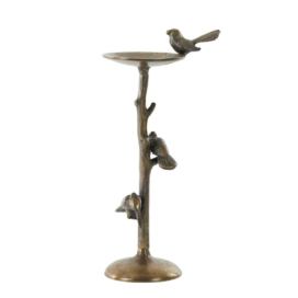 Bronzový antik kovový svícen s ptáčky Bird antique - 17*11*34 cm Light & Living
