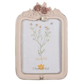 Pastelově růžový fotorámeček s květy - 14*2*22/ 10*15 cm Clayre & Eef LaHome - vintage dekorace