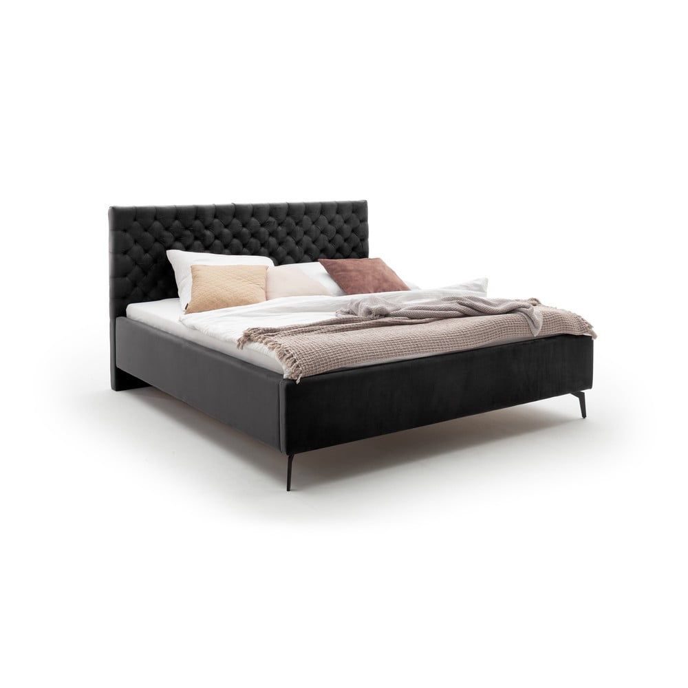 Černá čalouněná dvoulůžková postel s úložným prostorem s roštem 160x200 cm La Maison – Meise Möbel - Bonami.cz