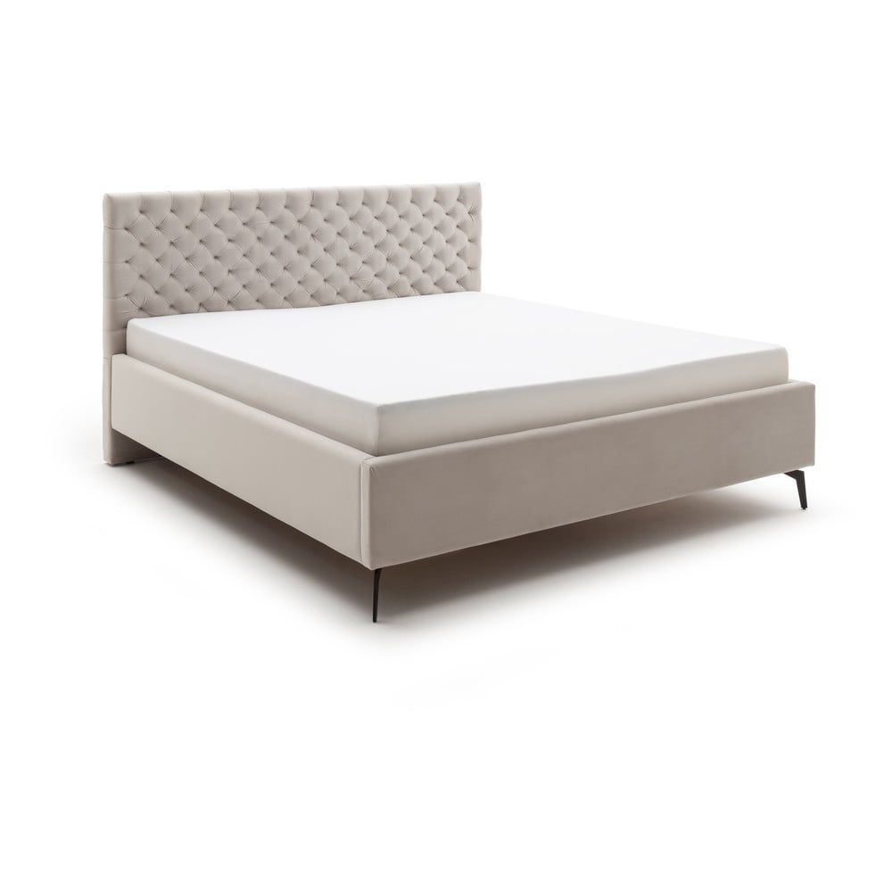 Béžová čalouněná dvoulůžková postel s úložným prostorem s roštem 160x200 cm La Maison – Meise Möbel - Bonami.cz