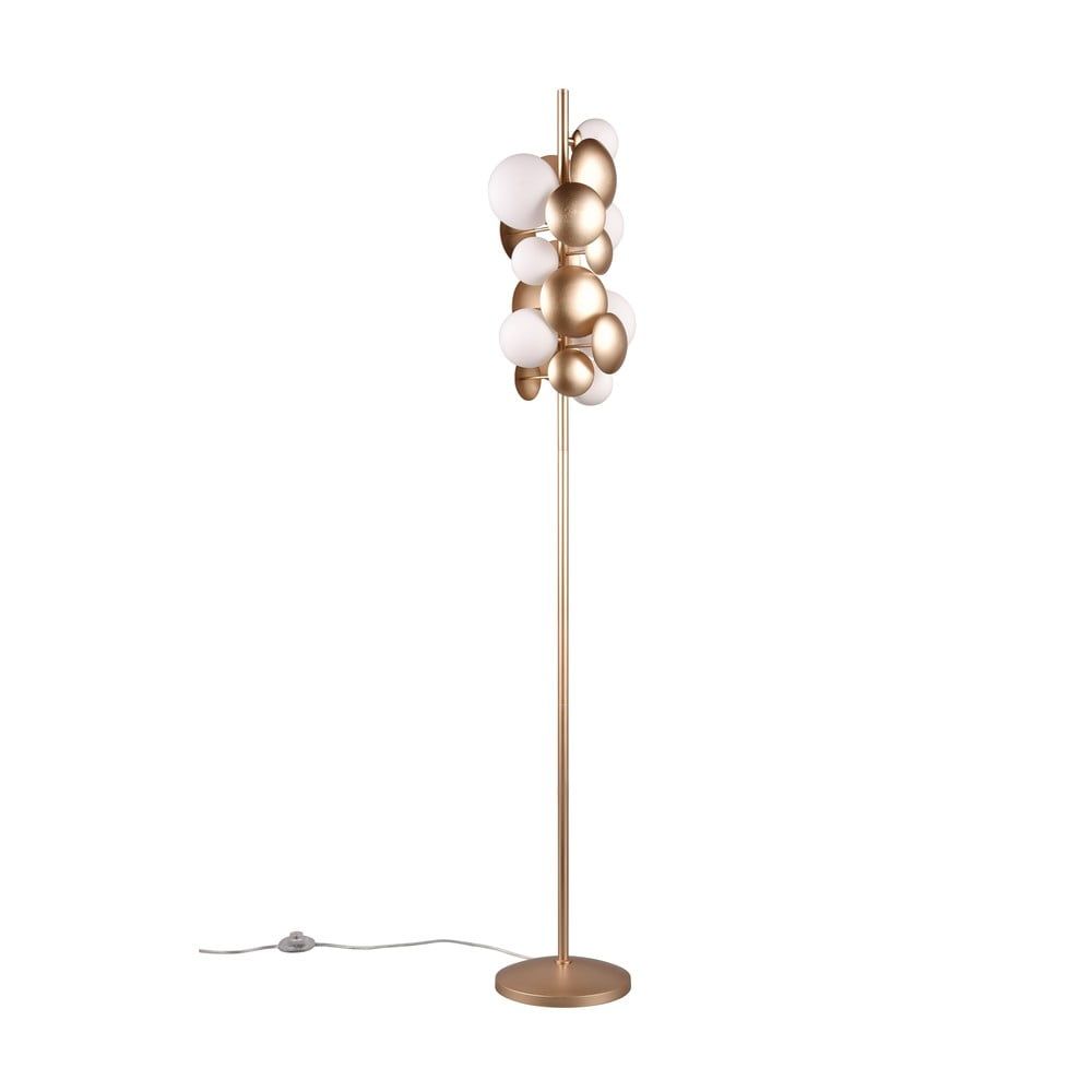 Stojací lampa se skleněným stínidlem ve zlato-bílé barvě (výška 155 cm) Bubble – Trio Select - Bonami.cz