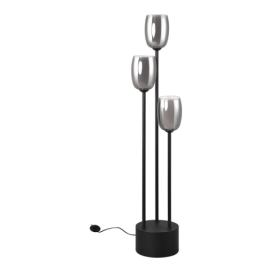 Stojací lampa se skleněným stínidlem v černo-stříbrné barvě (výška 140 cm) Barret – Trio Select