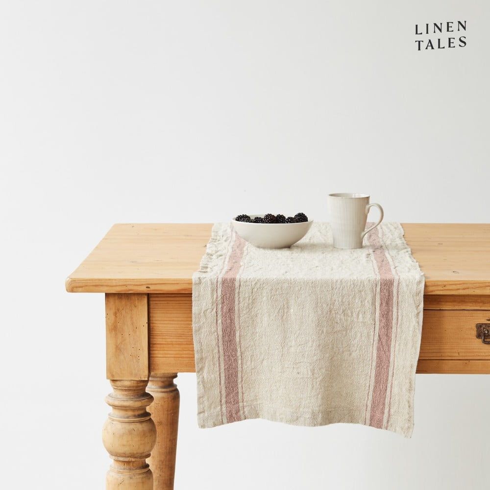 Lněný běhoun na stůl 40x200 cm Beige Stripe Vintage – Linen Tales - Bonami.cz