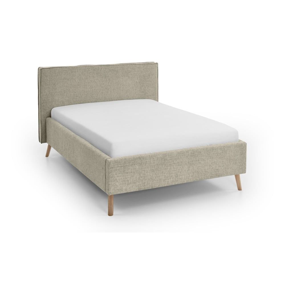 Béžová čalouněná dvoulůžková postel s úložným prostorem s roštem 140x200 cm Riva – Meise Möbel - Bonami.cz