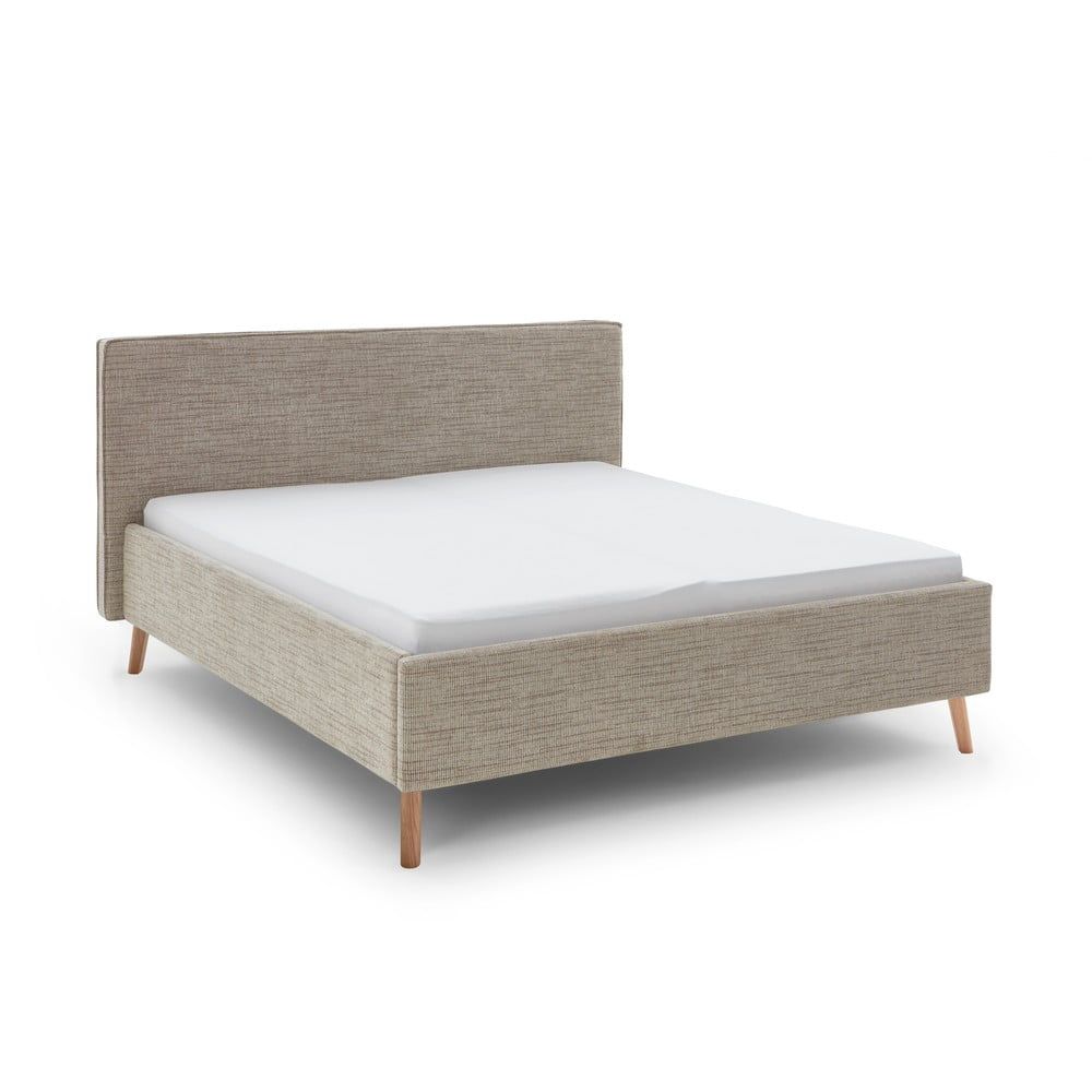 Béžová čalouněná dvoulůžková postel s úložným prostorem s roštem 160x200 cm Riva – Meise Möbel - Bonami.cz