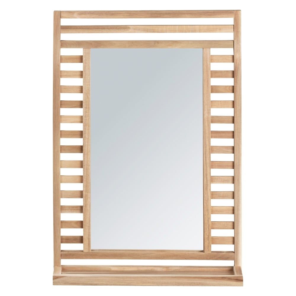 Nástěnné zrcadlo s poličkou s dřevěným rámem 50x70 cm Acina – Wenko - Bonami.cz