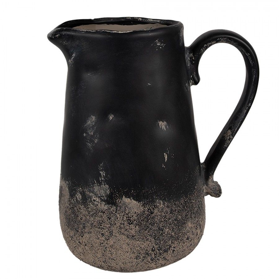 Černo-šedý keramický džbán L - 21*15*22 cm Clayre & Eef - LaHome - vintage dekorace