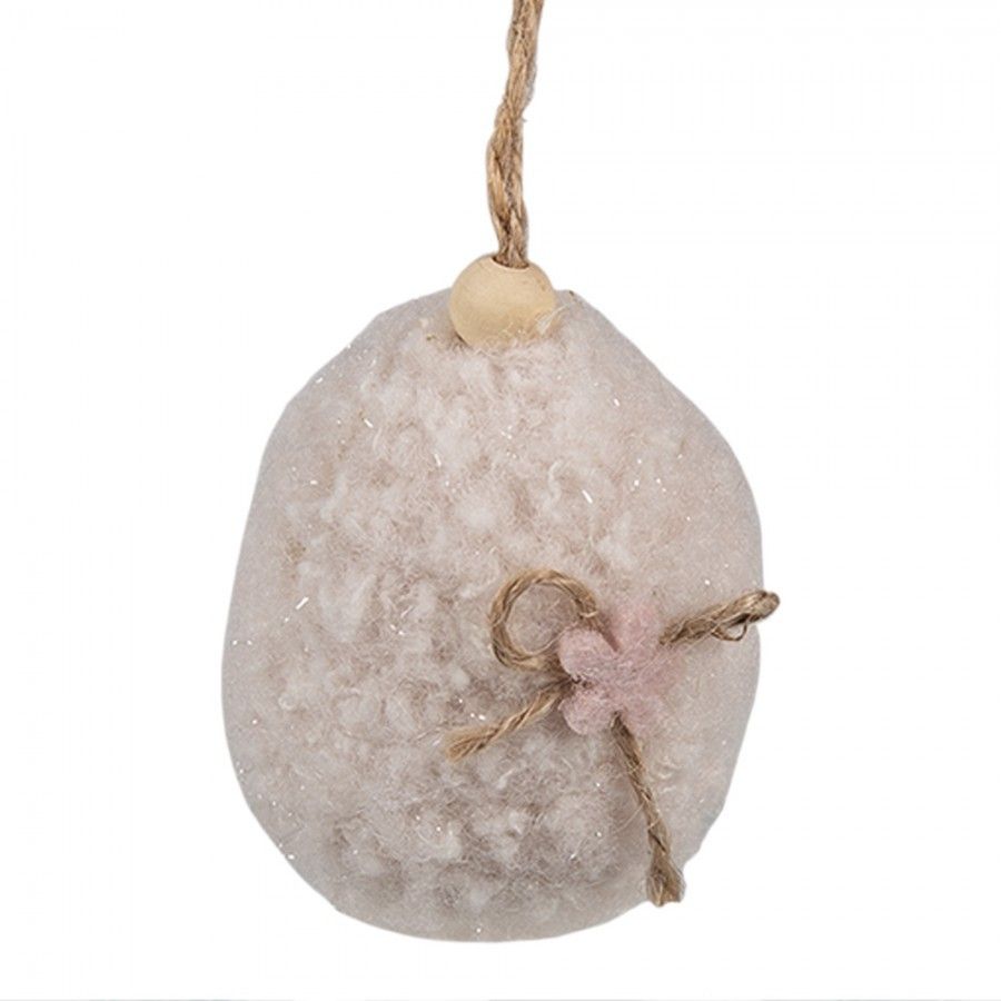 Béžové závěsné velikonoční plstěné vajíčko Magiccal - Ø 5*7 cm Clayre & Eef - LaHome - vintage dekorace