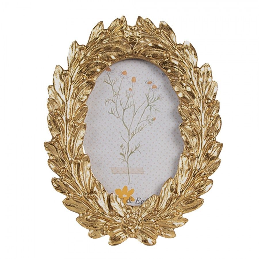 Zlatý antik oválný fotorámeček v barokním stylu - 10*2*13 cm / 7*9 cm Clayre & Eef - LaHome - vintage dekorace