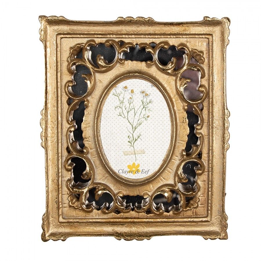 Zlatý antik fotorámeček s ornamenty - 16*3*20 cm / 7*9 cm Clayre & Eef - LaHome - vintage dekorace