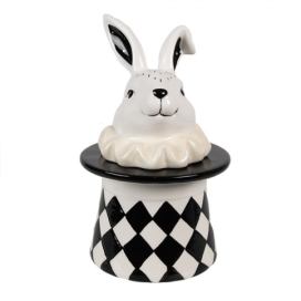 Černobílá keramická dóza Black&White Bunny - 13*13*20 cm Clayre & Eef