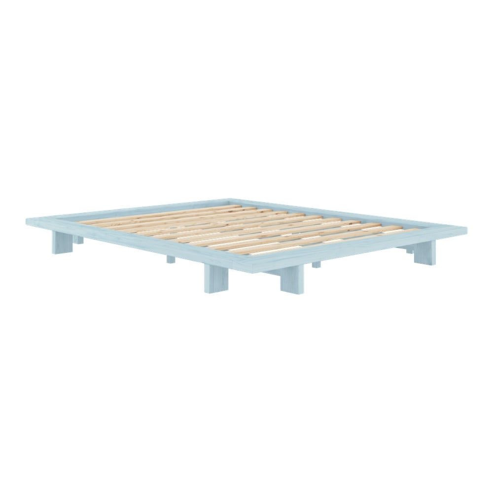Světle modrá dvoulůžková postel z borovicového dřeva s roštem 160x200 cm Japan – Karup Design - Bonami.cz