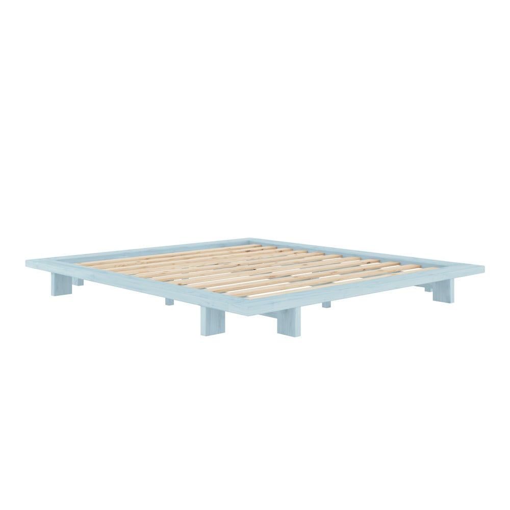 Světle modrá dvoulůžková postel z borovicového dřeva s roštem 180x200 cm Japan – Karup Design - Bonami.cz