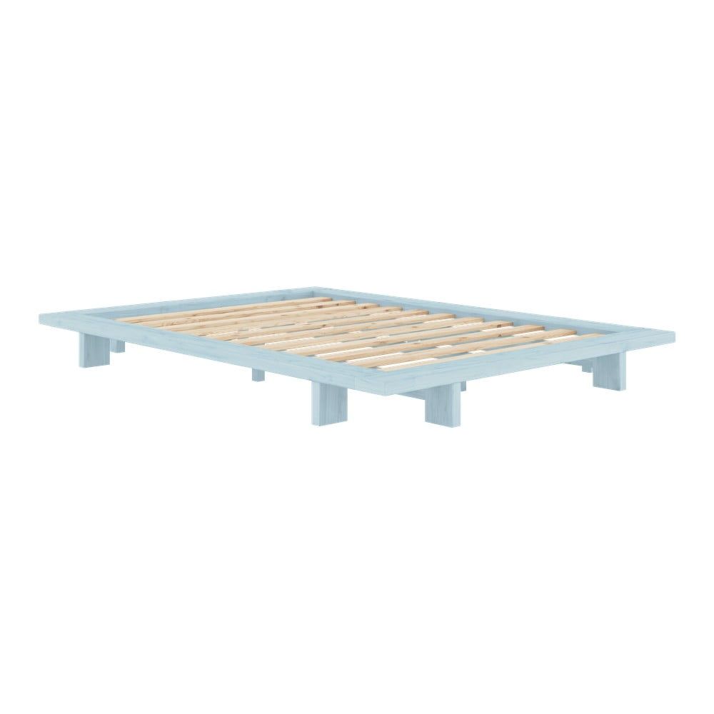 Světle modrá dvoulůžková postel z borovicového dřeva s roštem 140x200 cm Japan – Karup Design - Bonami.cz