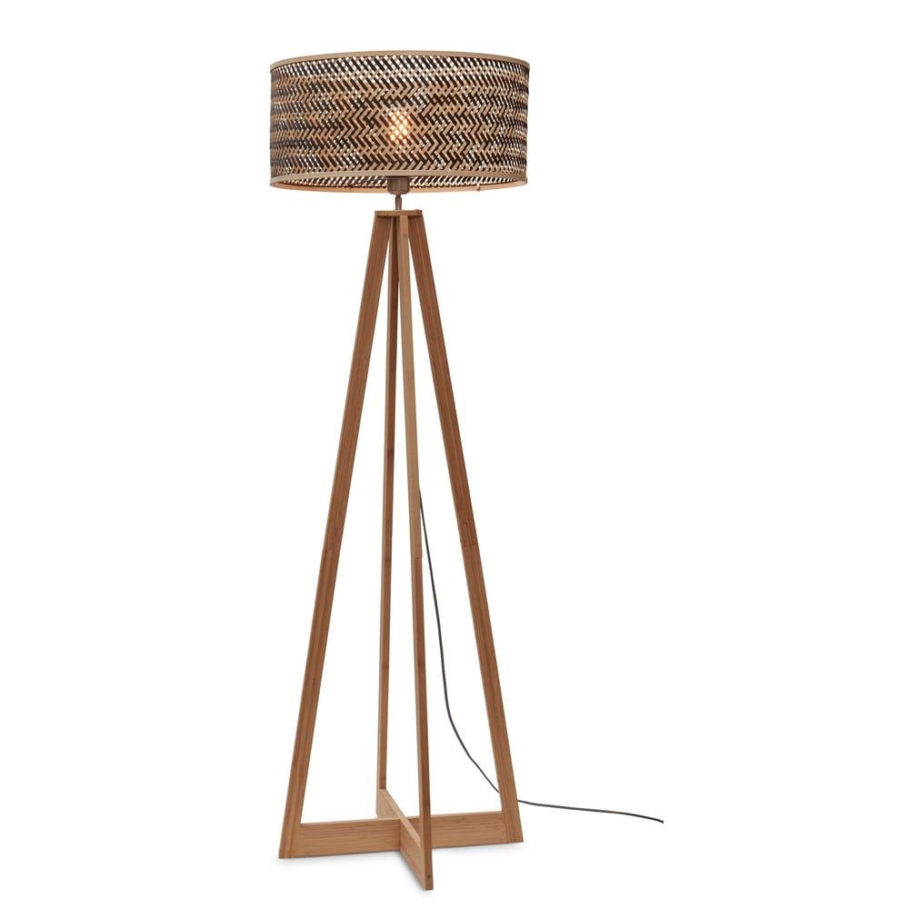 Stojací lampa s bambusovým stínidlem v černo-přírodní barvě (výška 145 cm) Java – Good&Mojo - Bonami.cz
