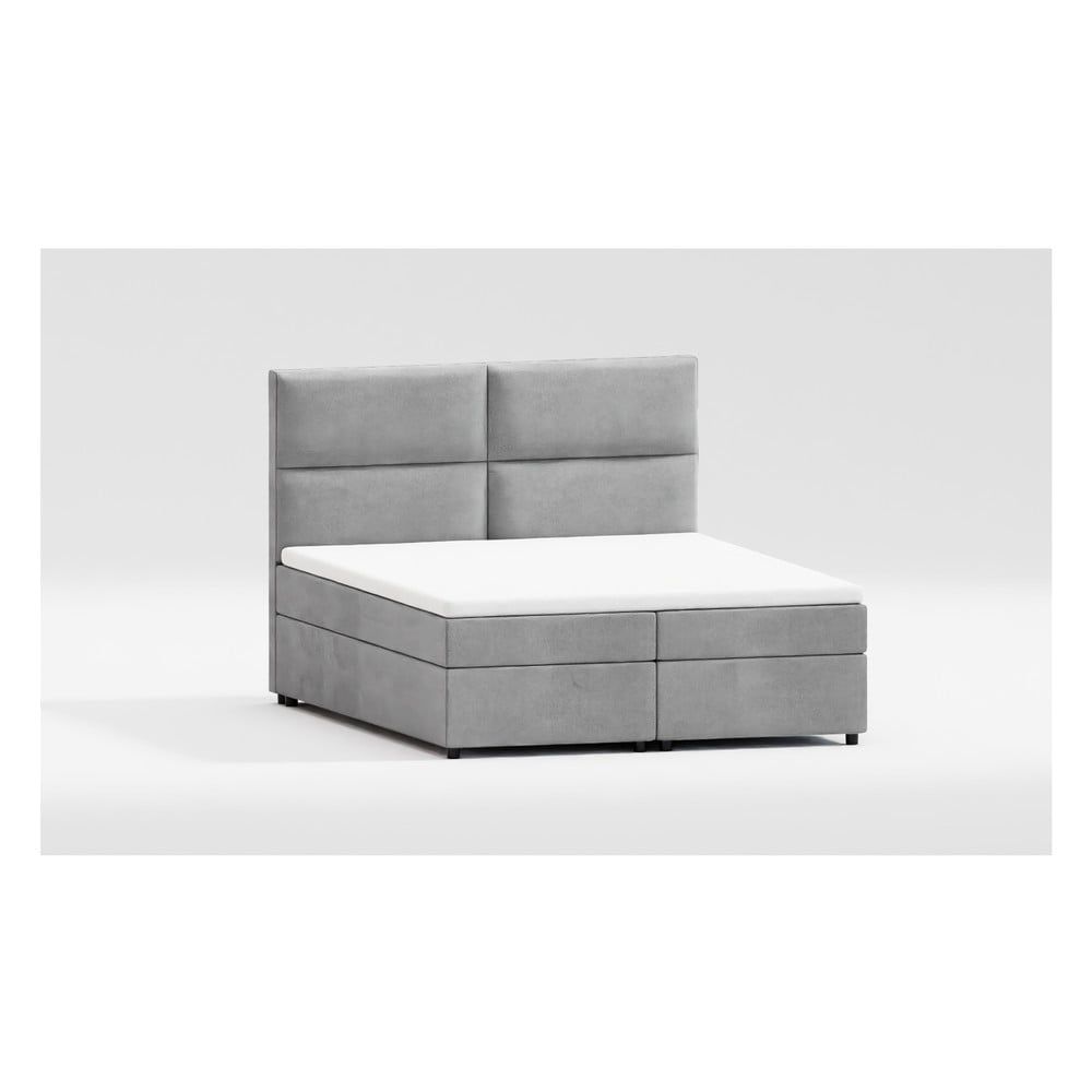 Světle šedá čalouněná dvoulůžková postel s úložným prostorem s roštem 160x200 cm Rico – Ropez - Bonami.cz