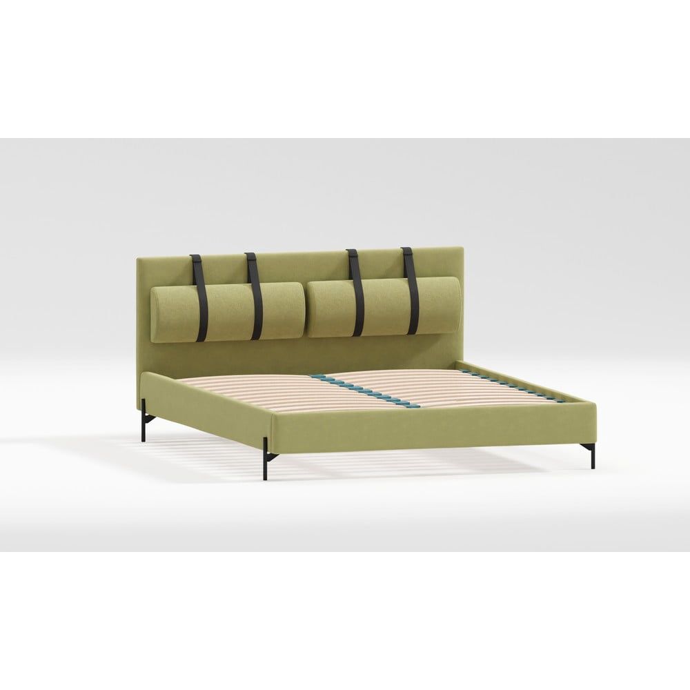 Světle zelená čalouněná dvoulůžková postel s roštem 200x200 cm Tulsa – Ropez - Bonami.cz