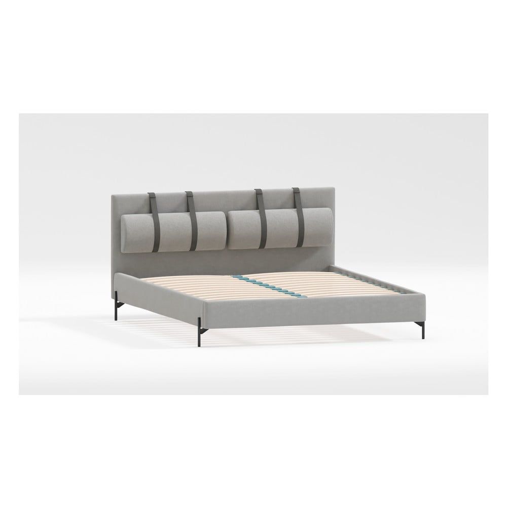 Světle šedá čalouněná dvoulůžková postel s roštem 140x200 cm Tulsa – Ropez - Bonami.cz