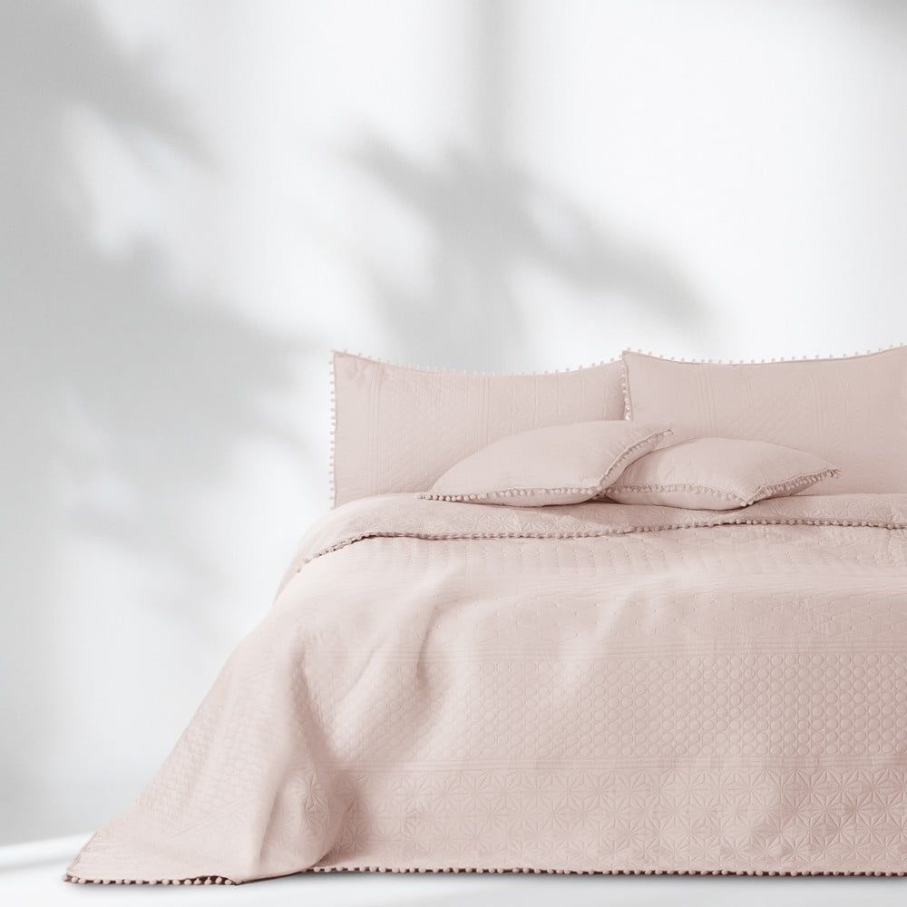 Pudrově růžový přehoz na postel AmeliaHome Meadore, 200 x 220 cm - Bonami.cz