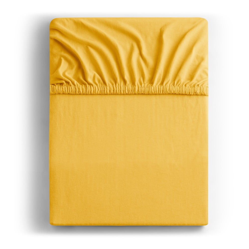 Žluté džersejové prostěradlo DecoKing Amber Collection,180/200 x 200 cm - Bonami.cz