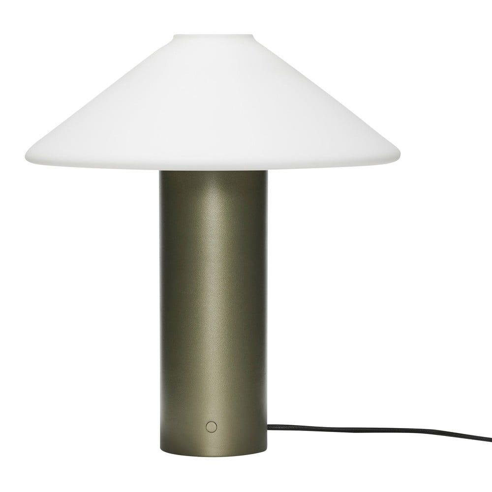 Tmavě zelená stolní lampa se skleněným stínidlem (výška 40 cm) Orbit – Hübsch - Bonami.cz