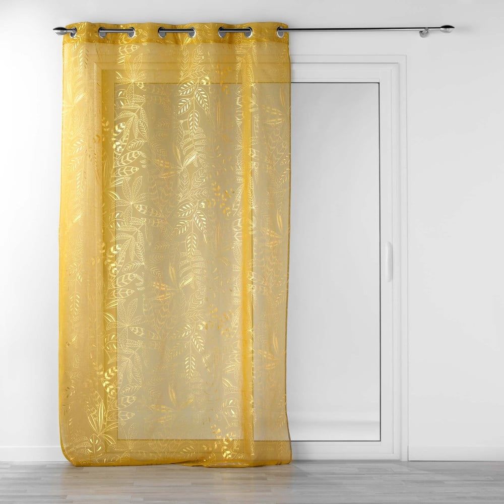 Žlutá voálová záclona 140x280 cm Belflor – douceur d\'intérieur - Bonami.cz