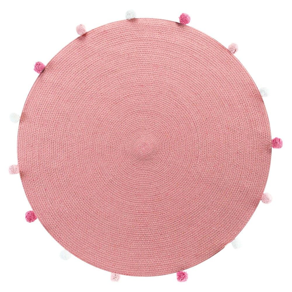 Růžový kulatý koberec ø 90 cm Pompomparty – douceur d\'intérieur - Bonami.cz