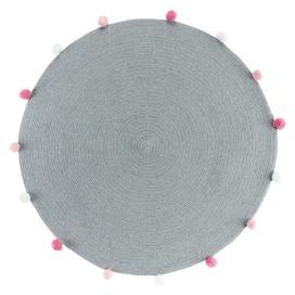 Světle šedý kulatý koberec ø 90 cm Pompomparty – douceur d\'intérieur