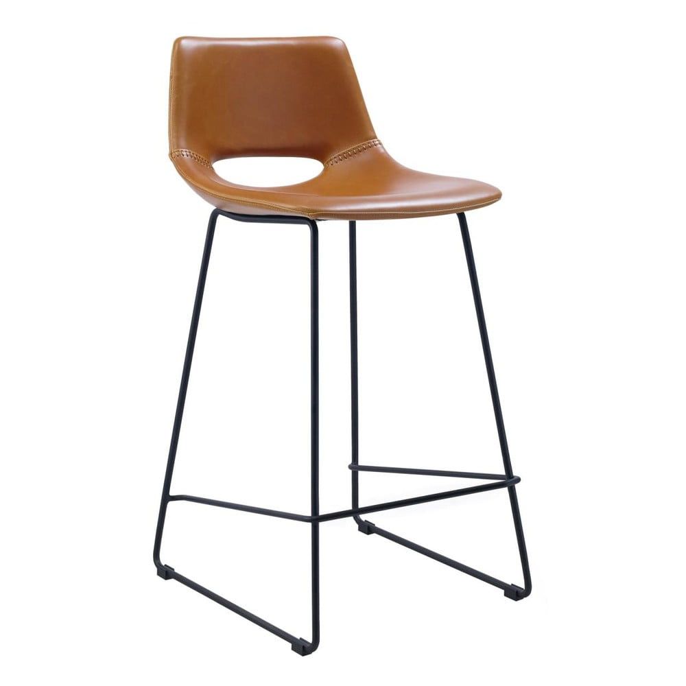 Koňakově hnědé barové židle z imitace kůže v sadě 2 ks (výška sedáku 65 cm) Zahara – Kave Home - Bonami.cz