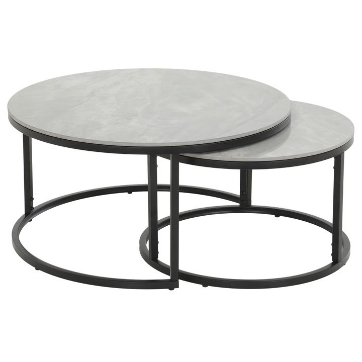 Konferenční stolek LUIS šedá/černá, set 2 ks - SCONTO Nábytek s.r.o.
