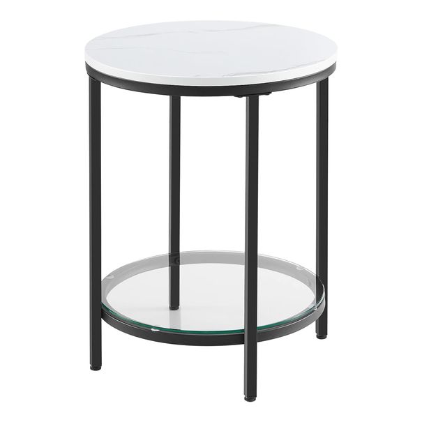 Přístavný stolek MINIMA bílý mramor/černá - SCONTO Nábytek s.r.o.