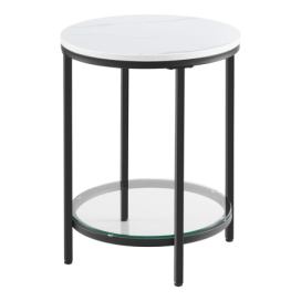 Přístavný stolek MINIMA bílý mramor/černá