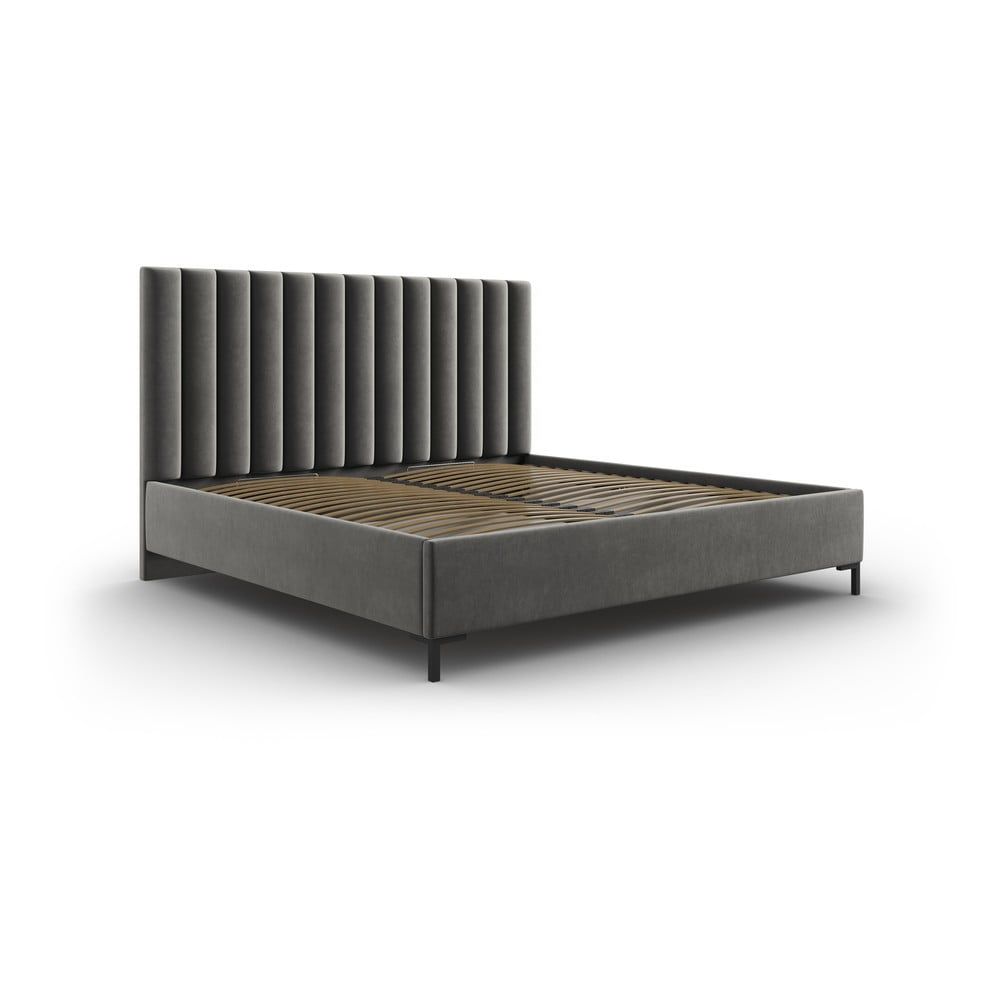 Šedá čalouněná dvoulůžková postel s úložným prostorem s roštem 180x200 cm Casey – Mazzini Beds - Bonami.cz