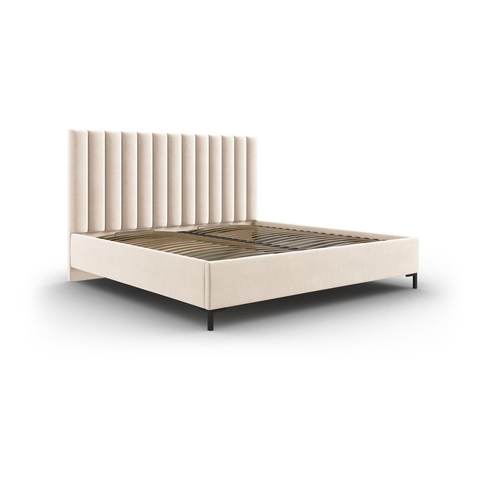 Béžová čalouněná dvoulůžková postel s úložným prostorem s roštem 200x200 cm Casey – Mazzini Beds - Bonami.cz