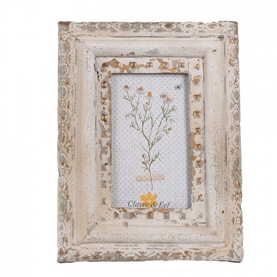 Béžový antik kovový fotorámeček Brocante - 18*3*23 cm / 10*15 cm Clayre & Eef - LaHome - vintage dekorace