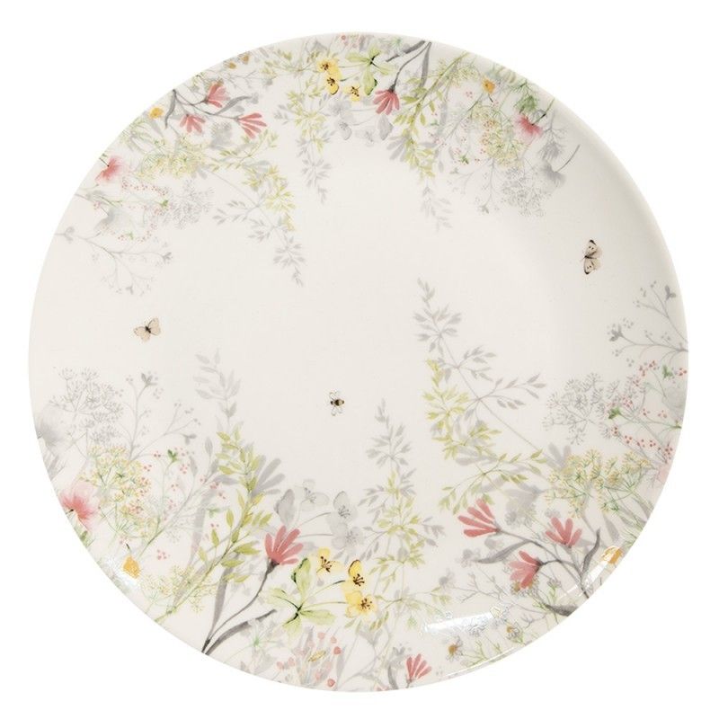 Dezertní porcelánový talíř s lučními květy Wildflower Fields - Ø 20*2 cm Clayre & Eef - LaHome - vintage dekorace