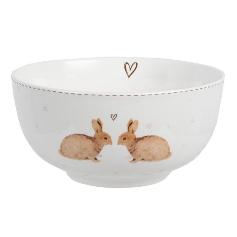 Miska s králíčky a srdíčky Bunnies in Love - Ø 14*7 cm / 500 ml Clayre & Eef - LaHome - vintage dekorace