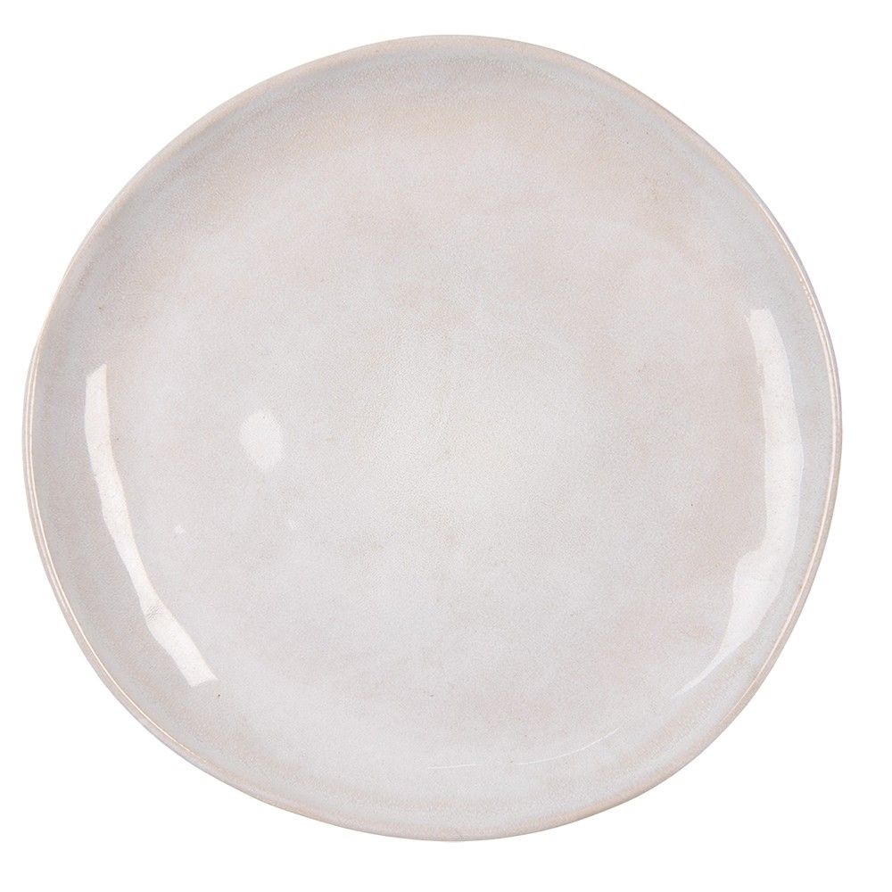 Bílo-béžový dezertní talířek Beillo - Ø 22*2 cm Clayre & Eef - LaHome - vintage dekorace