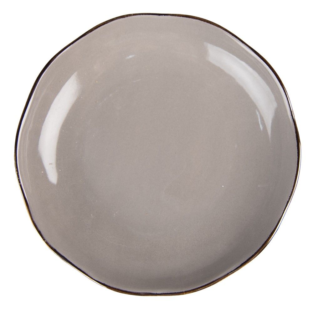 Šedý keramický jídelní talíř Billo - Ø 27*3 cm Clayre & Eef - LaHome - vintage dekorace