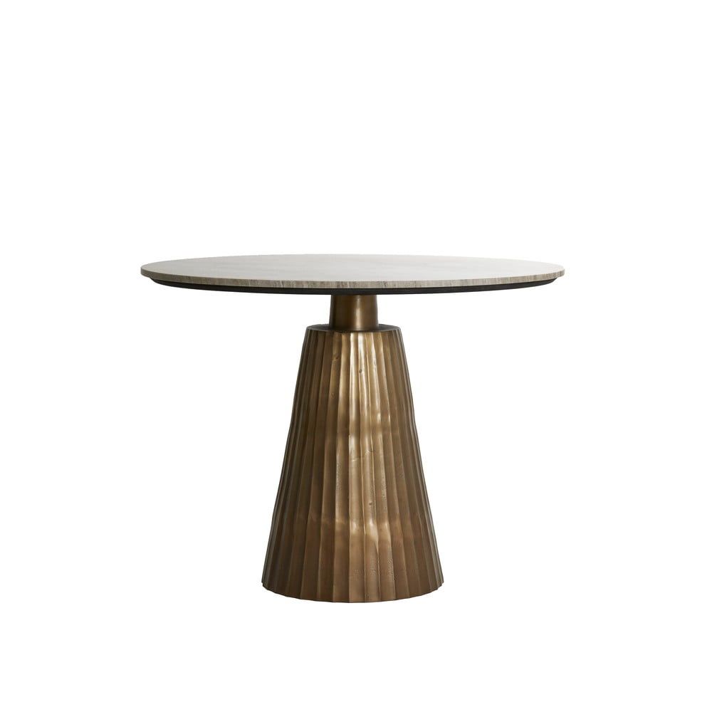Kulatý jídelní stůl v bronzové a přírodní barvě s deskou v dekoru mramoru ø 100 cm Rianne – Light & Living - Bonami.cz