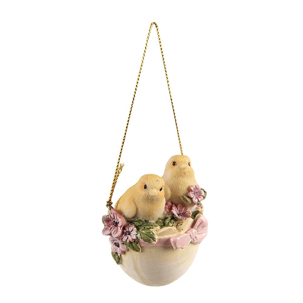 Závěsná dekorace kuřátka ve vajíčku - 5*5*7 cm Clayre & Eef - LaHome - vintage dekorace