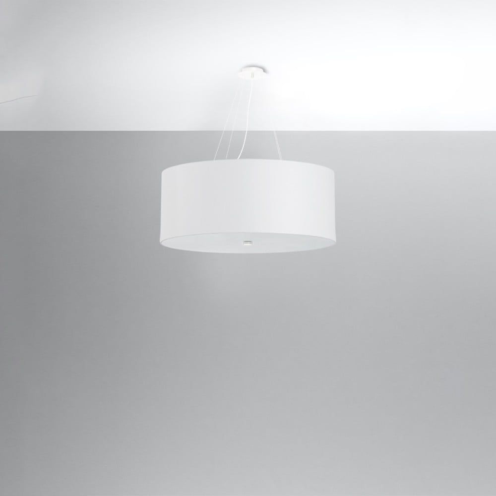 Bílé závěsné svítidlo s textilním stínidlem ø 70 cm Volta – Nice Lamps - Bonami.cz